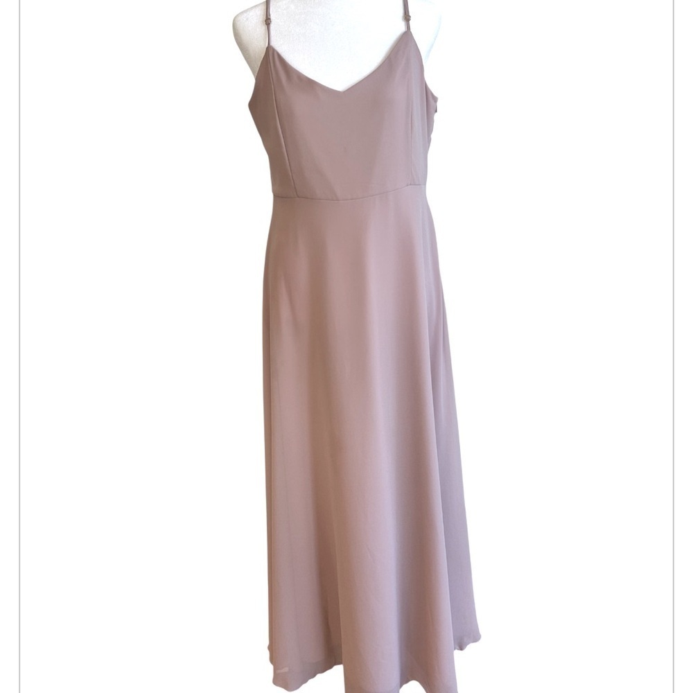 Show Me Your MuMu Soft Beige Faith ChiffonMaxi  Spaghetti Strap Dress Size L - Picture 5 of 11